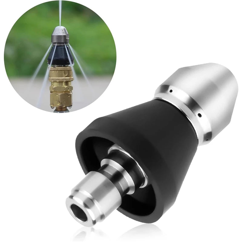Boquilla Desatascadora para Tuberías Limpieza de Desagües con 7 Chorros  Conector Rápido 1/4" | Acero Inoxidable