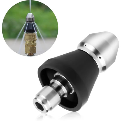 Boquilla Desatascadora para Tuberías Limpieza de Desagües con 7 Chorros  Conector Rápido 1/4" | Acero Inoxidable
